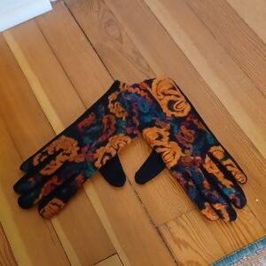Embroidered Cotton Blend Stretch Gloves, OS. NWT